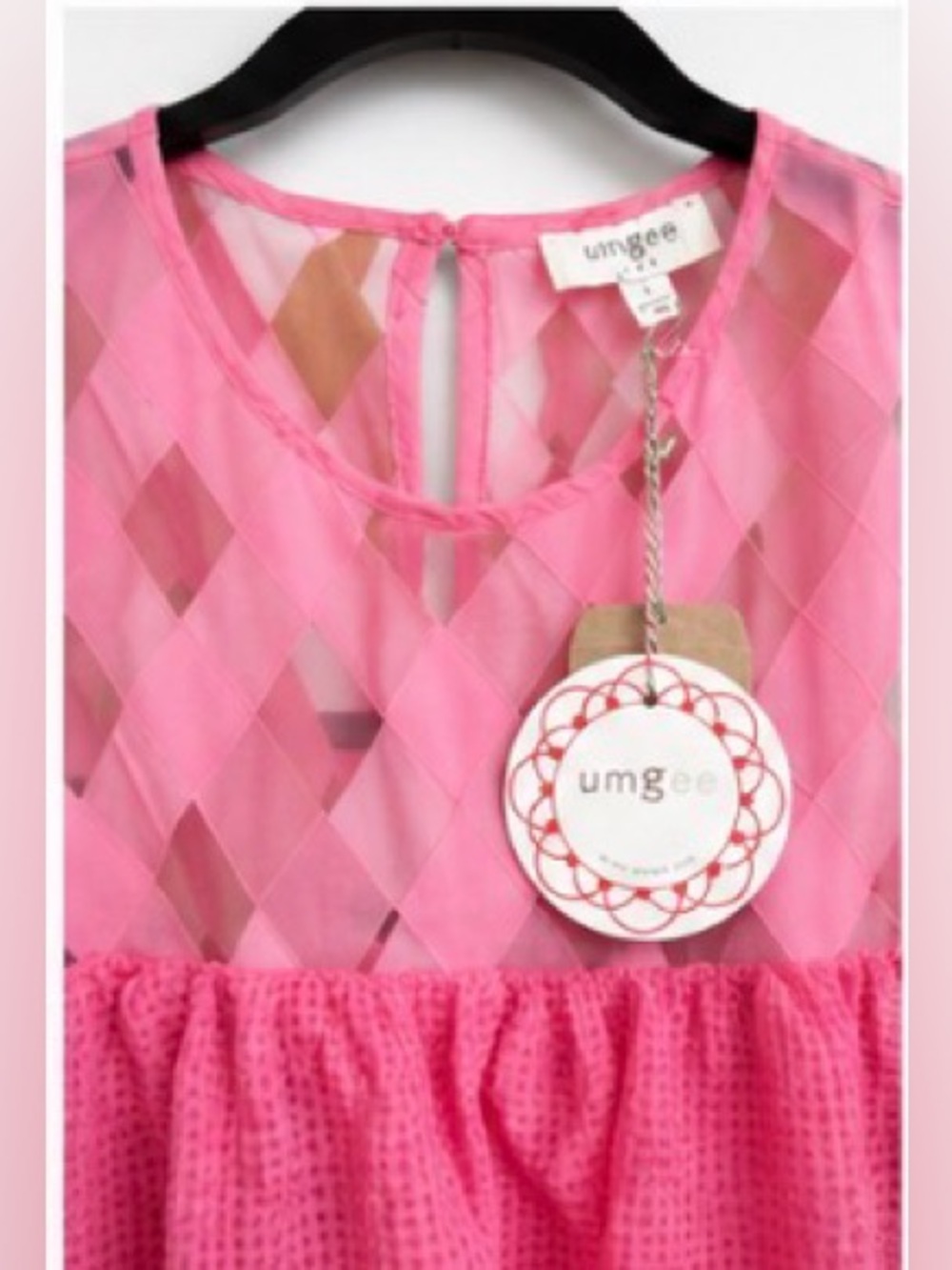 Umgee Pink Tiered Ruffle Dress Size L NWT Cotton Lined Boho Babydoll - Picture 2 of 5